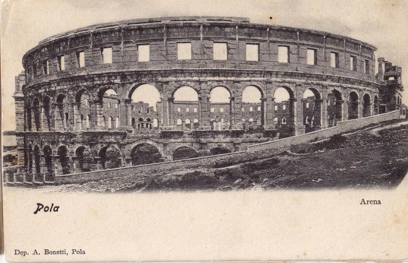 POLA PULA ISTRA HRVATSKA ARENA, DEP.A.BONETTI, STARA RAZGLEDNICA PRIJE 1904
