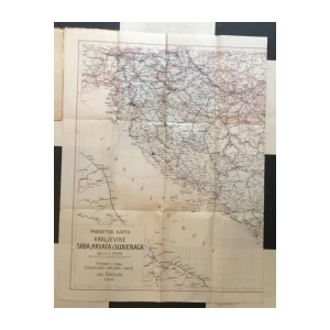 PROMETNA ŽELJEZNIČKO - AUTOMOBILSKA KARTA KRALJEVINE SRBA, HRVATA I SLOVENACA 