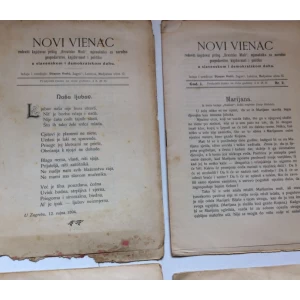 NOVI VIENAC, REDOVITI KNJIŽEVNI PRILOG " HRVATSKE MISLI ", OD BROJA 1 DO BROJA 4,   I. GODINA 