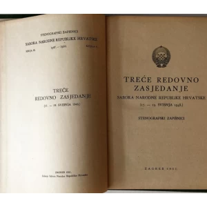 TREĆE REDOVNO ZASJEDANJE SABORA NARODNE REPUBLIKE HRVATSKE : STENOGRAFSKI ZAPISNICI
