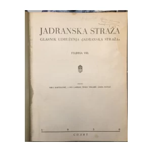 NIKO BARTULOVIĆ : JADRANSKA STRAŽA ČASOPIS GODINA 1930