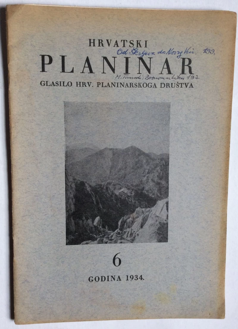 HRVATSKI PLANINAR, ČASOPIS,  1934.,  BROJ 6