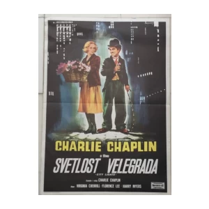 CHARLIE CHAPLIN : SVETLOST VELEGRADA , FILMSKI PLAKAT , AUTOR RADIŠA TIMOTIĆ