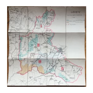 HRVATSKA, STARA ZEMLJOPISNA KARTA, LOVIŠTE POLITIČKE OBĆINE GUDOVAC, NACRT U ZAKUP UZETIH LOVIŠTA 