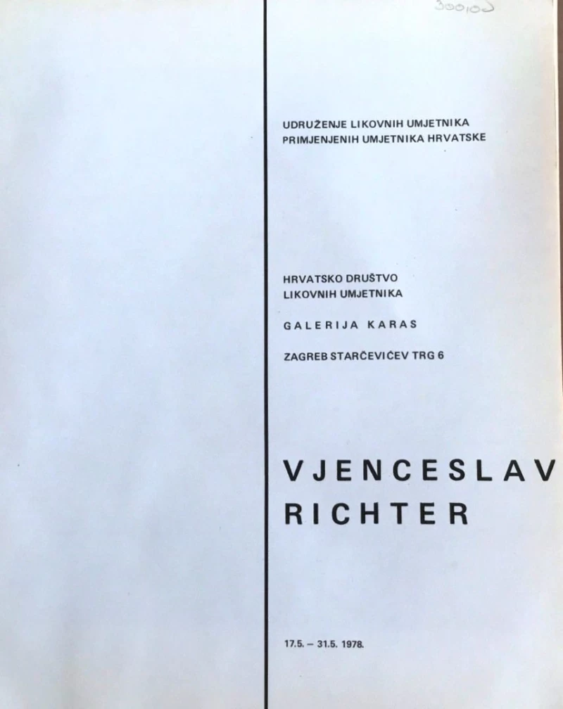 VJENCESLAV RICHTER KATALOG IZLOŽBE : GALERIJA KARAS 1978.