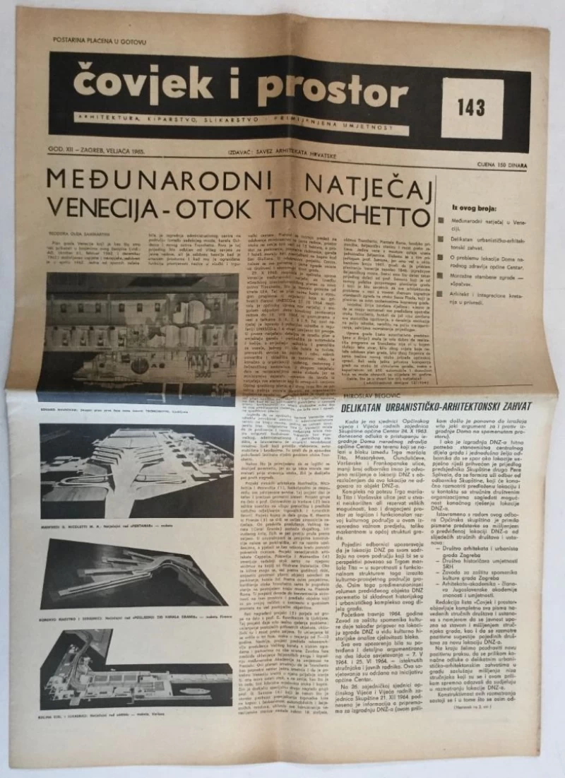 ČOVJEK I PROSTOR , ARHITEKTURA ČASOPIS BROJ 143 GODINA 1965.