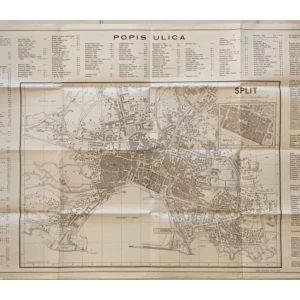 SPLIT , TURISTIČKI ORIJENTACIONI PLAN GRADA SA POPISOM ULICA