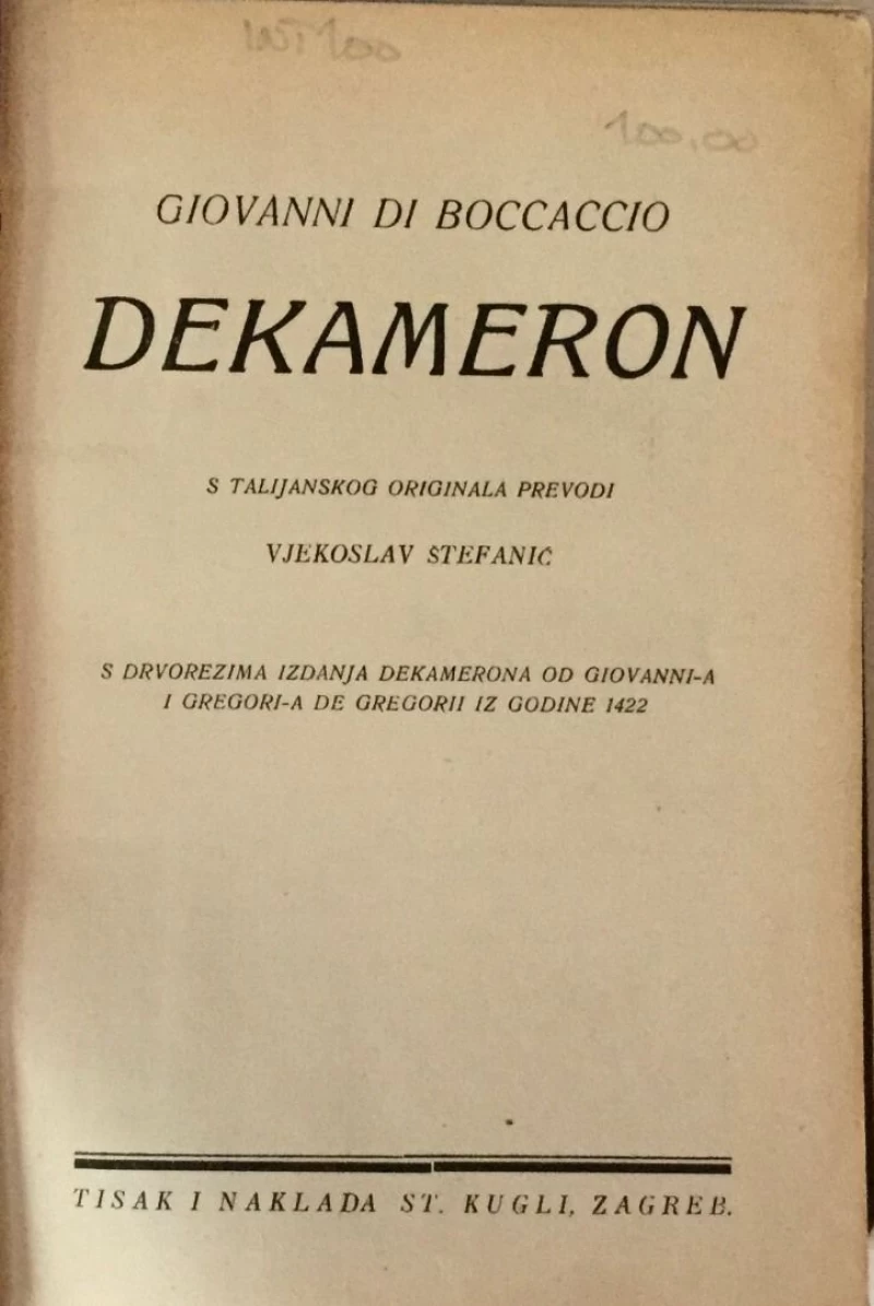 GIOVANNI DI BOCCACCIO : DEKAMERON