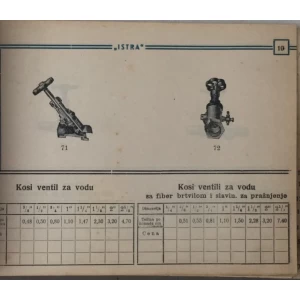 KATALOG FABRIKE ARMATURA " ISTRA" KULA