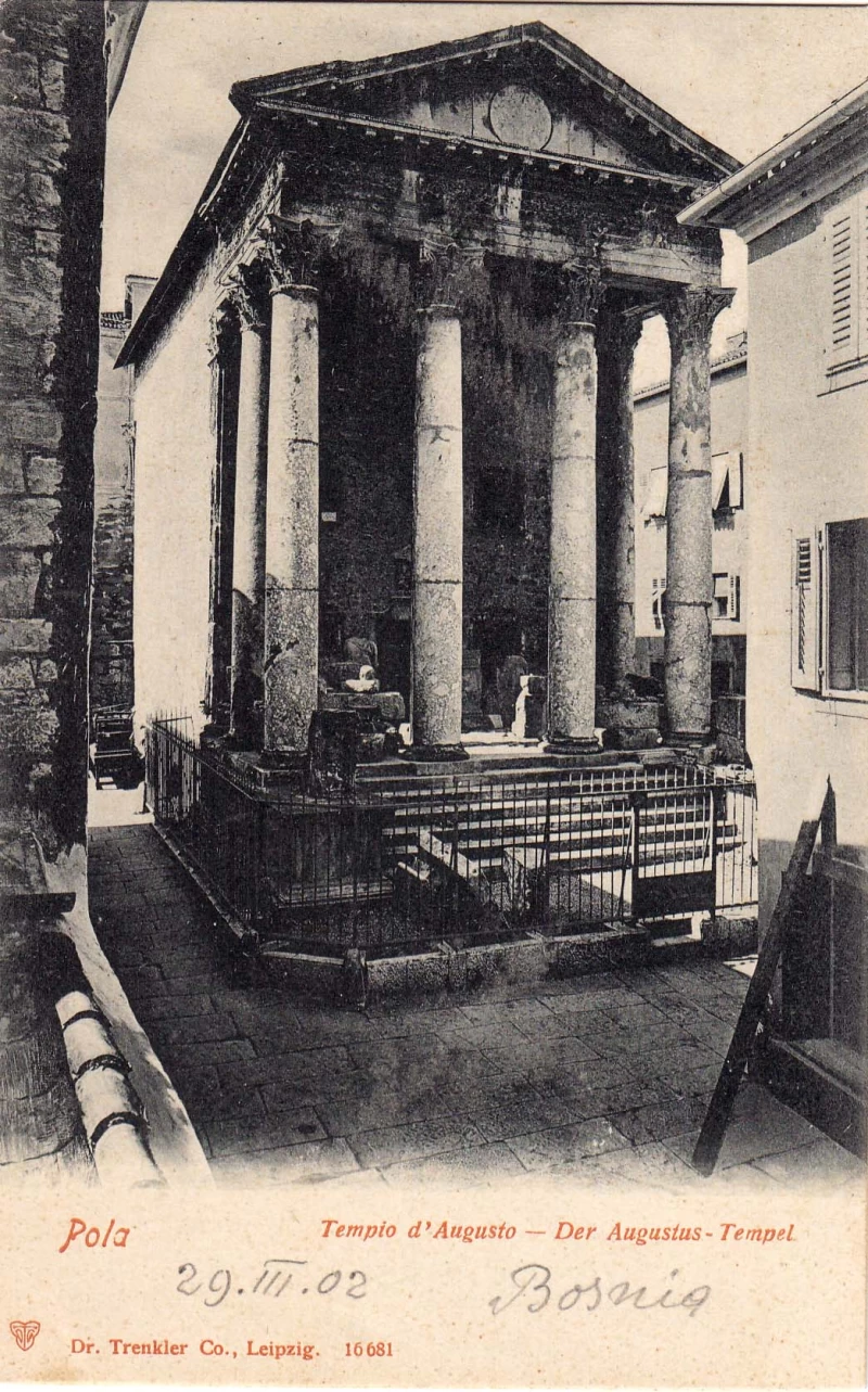 PULA POLA ISTRA TEMPIO AUGUSTO HRVATSKA, STARA RAZGLEDNICA NIJE PUTOVALA 1902