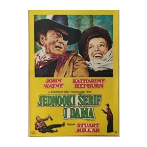 STUART MILLAR : JEDNOOKI ŠERIF I DAMA  , FILMSKI PLAKAT , JOHN WAYNE ,  KATHARINE HEPBURN