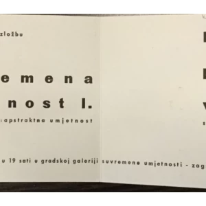 BLOC-PILLET-VASARELY : SUVREMENA UMJETNOST 1, KATALOG IZLOŽBE , GALERIJA SUVREMENE UMJETNOSTI 1957.