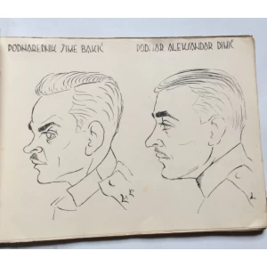 DRUGI BATALJON 14 KLASA ŠKOLE REZERVNIH PODOFICIRA , BILEĆA , 1936-1937, ŠAPIROGRAFIRANI CRTEŽI U DVA ALBUMA