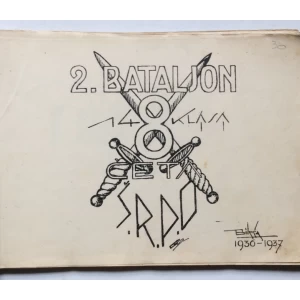 DRUGI BATALJON 14 KLASA ŠKOLE REZERVNIH PODOFICIRA , BILEĆA , 1936-1937, ŠAPIROGRAFIRANI CRTEŽI U DVA ALBUMA