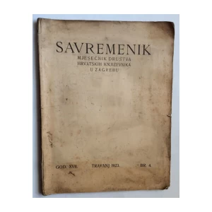 SAVREMENIK, MJESEČNIK DRUŠTVA HRVATSKIH KNJIŽEVNIKA U ZAGREBU, BROJ 4, GODINA 1923.