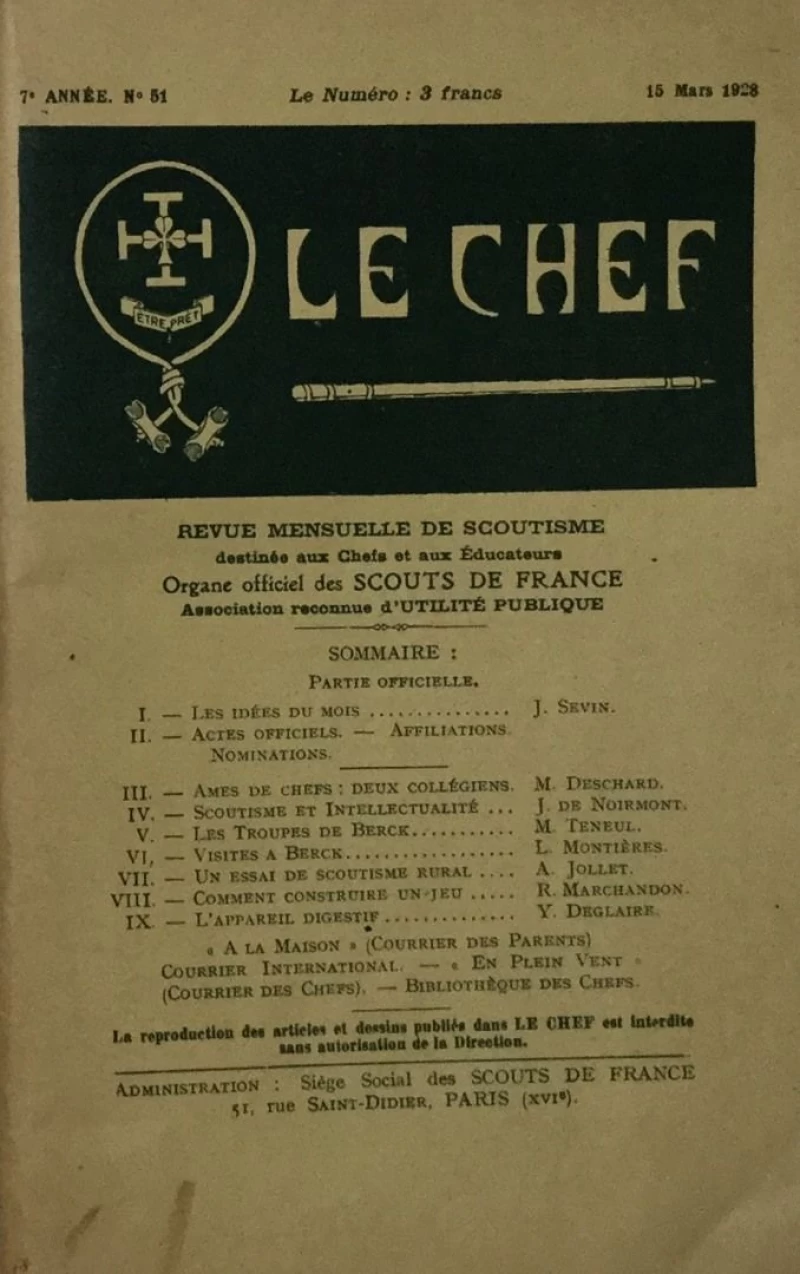 LE CHEF - REVUE MENSUELLE DE SCOUTISME