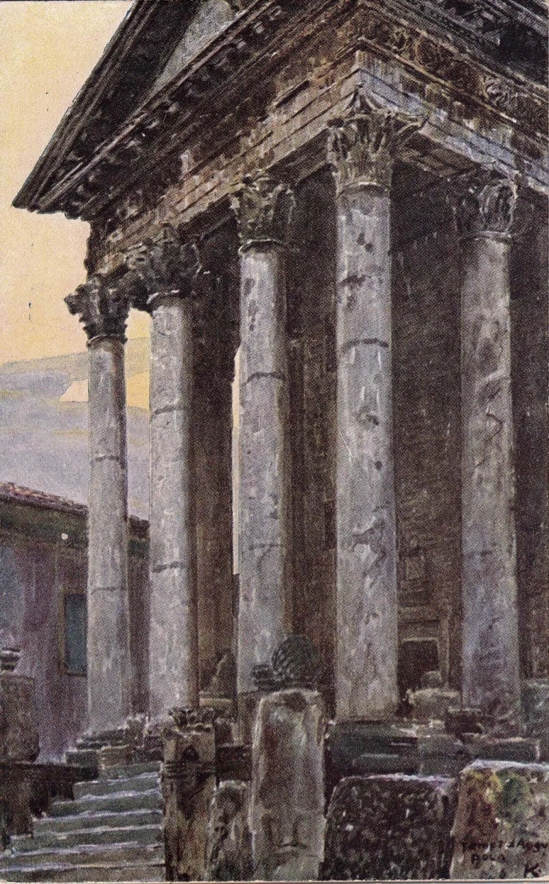 POLA PULA ISTRA HRVATSKA TEMPIO D'AUGUSTO, AUGUSTOV HRAM, BISERJE DALMACIJE, STARA RAZGLEDNICA 