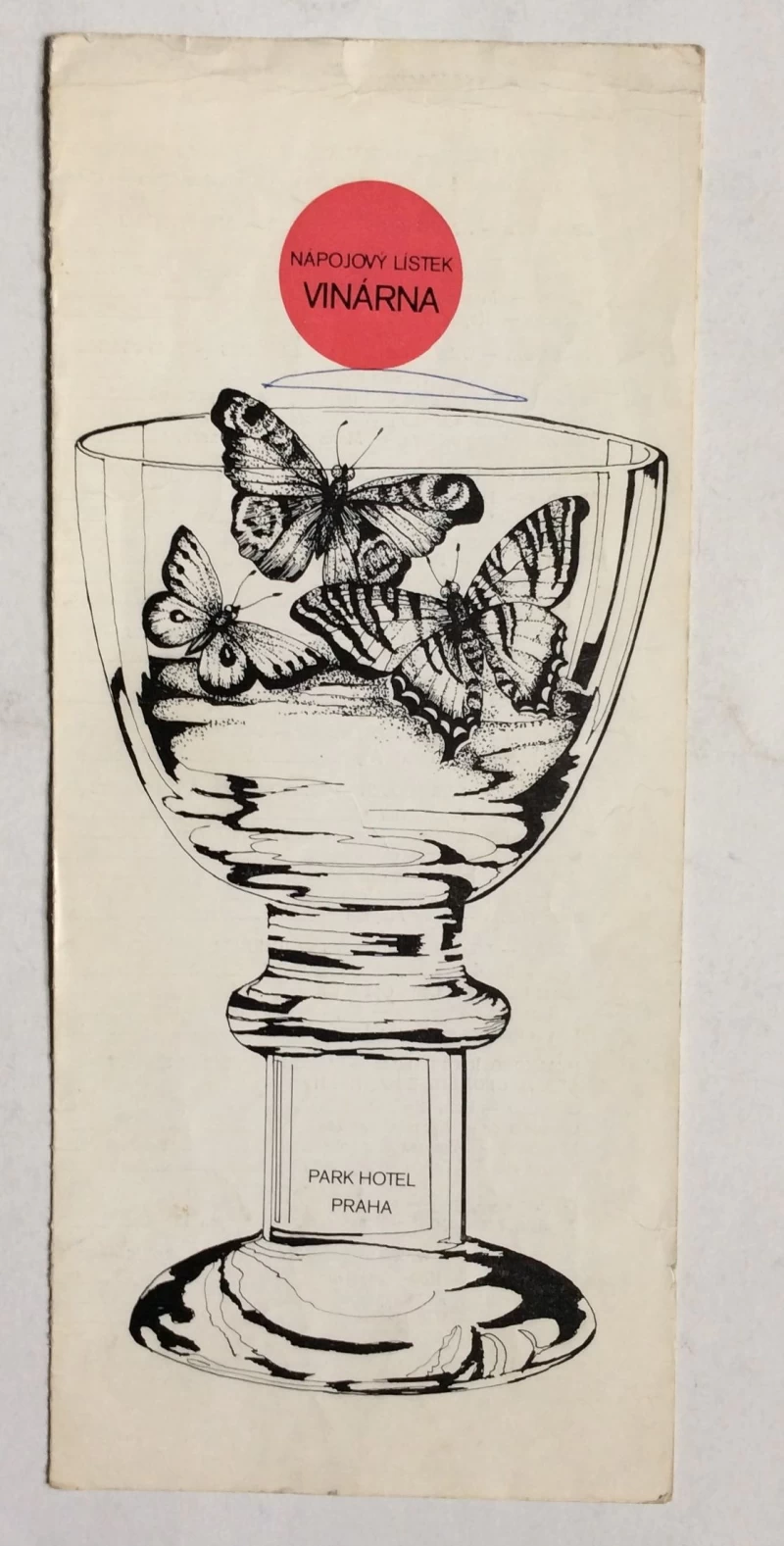 PARK HOTEL, PRAHA, NAPOJOVY  LISTEK, VINARNA