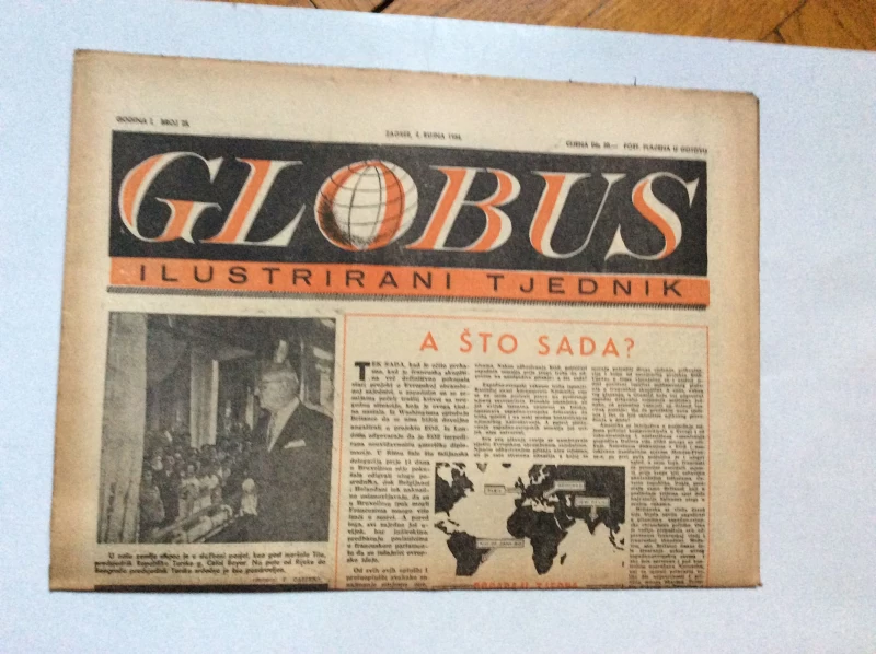 GLOBUS, STARI ČASOPIS, ILUSTRIRANI TJEDNIK, GODiNA 1 BROJ 25, 1954.