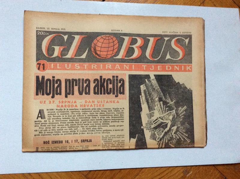 GLOBUS, STARI ČASOPIS, ILUSTRIRANI TJEDNIK, GODiNA 2 BROJ 71, 1955.