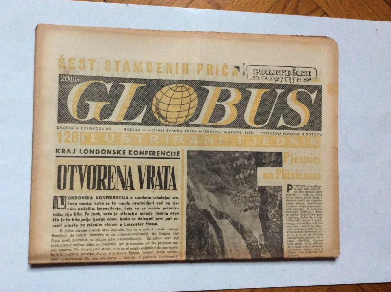 GLOBUS, STARI ČASOPIS, ILUSTRIRANI TJEDNIK, GODiNA 3 BROJ 128, 1956.