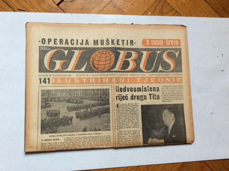 GLOBUS, STARI ČASOPIS, ILUSTRIRANI TJEDNIK, GODiNA 3 BROJ 141, 1956.