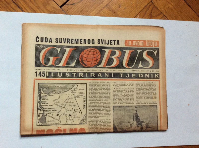 GLOBUS, STARI ČASOPIS, ILUSTRIRANI TJEDNIK, GODiNA 3 BROJ 145, 1956.