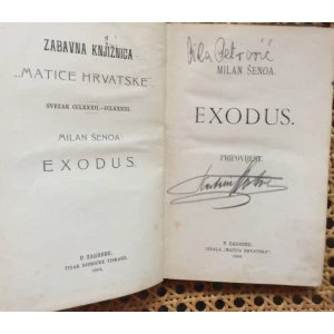 MILAN ŠENOA - EXODUS - PRIPOVIJEST   -   MATICA HRVATSKA - 1904.  ZAGREB  