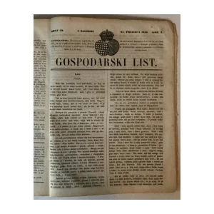 GOSPODARSKI LIST, GODINA X (1862.) BR.1-52 (UREDNIK: BOGOSLAV ŠULEK)