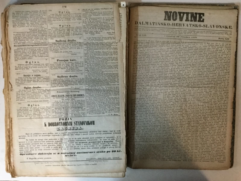 NOVINE DALMATINSKO-HERVATSKO-SLAVONSKE GODINA XIV. (1848.) BR. 1-145