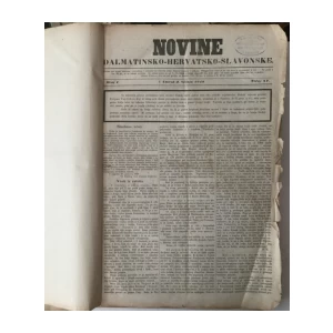 Novine dalmatinsko-hervatsko-slavonske / Narodne novine godina XV. (1849.) BR. 1-228 