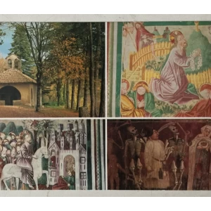 Beram: stara razglednica Crkva Sv. Marije na Škrilinah s freskama Vinceta iz Kastva