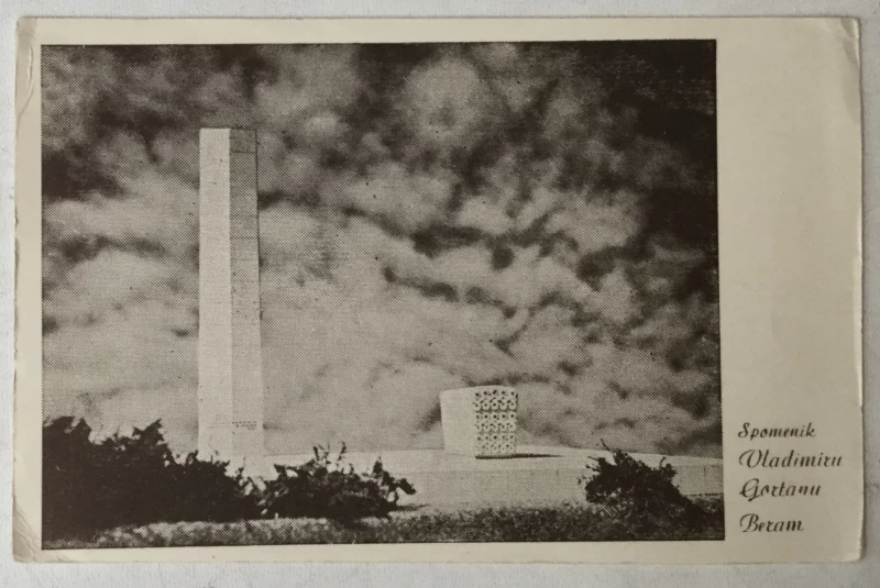 Beram: stara razglednica Spomenik Vladimiru Gortanu