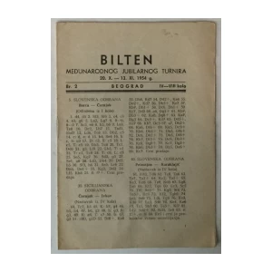 Bilten Međunarodnog jubilarnog turnira 20. X. - 13. XI. 1954. g. Beograd, Br. 2