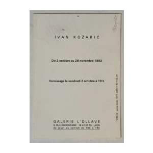 Ivan Kožarić, pozivnica na izložbu iz 1992. godine u Lyonu