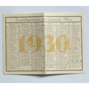 DŽEPNI KALENDAR, ZENTRALSPARKASSE DER GEMEINDE WIEN, AUSTRIA, 1930