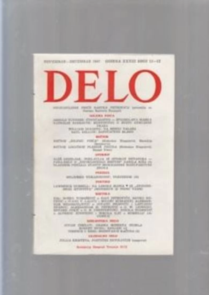 Slobodan Blagojević, urednik: Delo XI / XII 1987
