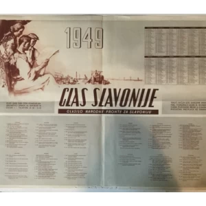 Plakat kalendar za 1949. godinu Glas Slavonije