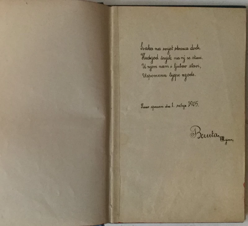 Spomenar s početka 20. stoljeća, upisi većinom nastali u Varaždinu