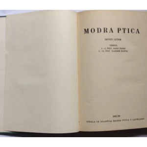 ŽAGAR-BARTOL, MODRA PTICA, GODIŠNJAK ZA 1937-1938