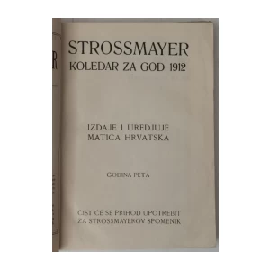Strossmayer, Koledar za god. 1912.