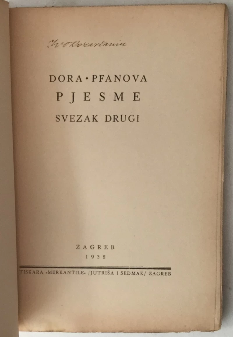 Dora Pfanova: Pjesme, svezak drugi