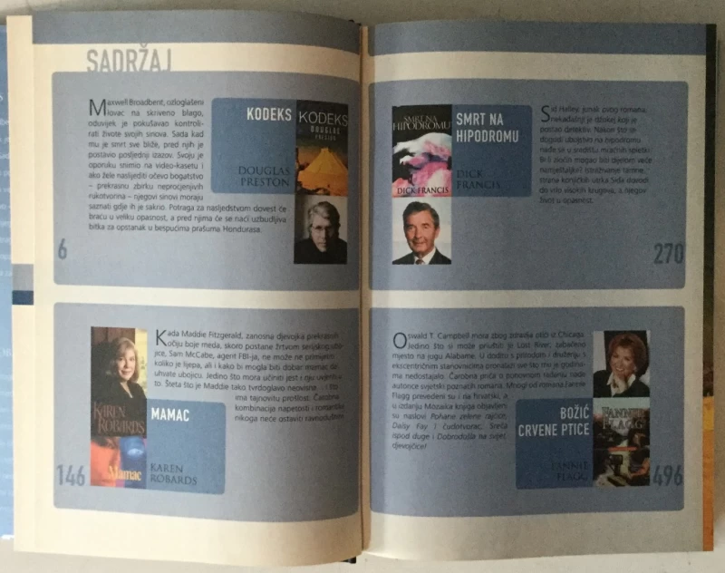 Reader's Digest odabrani romani Preston: Kodeks, Robards: Mamac, Francis; Smrt na hipodromu, Flagg: Božić crvene ptice