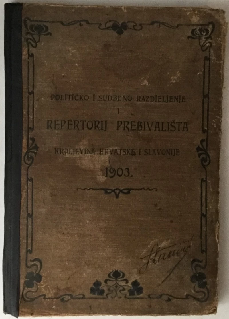 Političko i sudbeno razdjeljenje i repertorij prebivališta Kraljevina Hrvatske i Slavonije 1903.