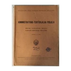 Administrativno - teritorijalna podjela i imenik naseljenih mjesta NRH, Stanje 1. V. 1951.
