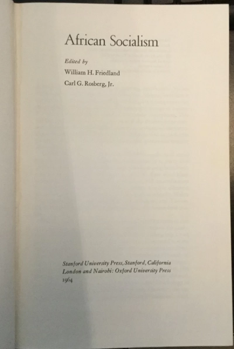 William H. Friedland, Carl G. Rosberg, Jr. (ed.): African Socialism