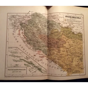 KLAIĆ VJEKOSLAV, ATLAS ZA HRVATSKU POVJESTNICU, 1888.  SA 6 ZEMLJOPISNIH KARATA 