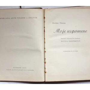 ISADORA DUNCAN, MOJE USPOMENE, ZAGREB, 1944.