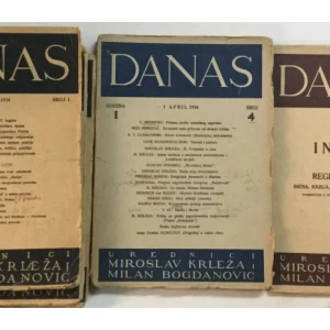 Danas godina I 1934. brojevi 1-4 i Indeks 