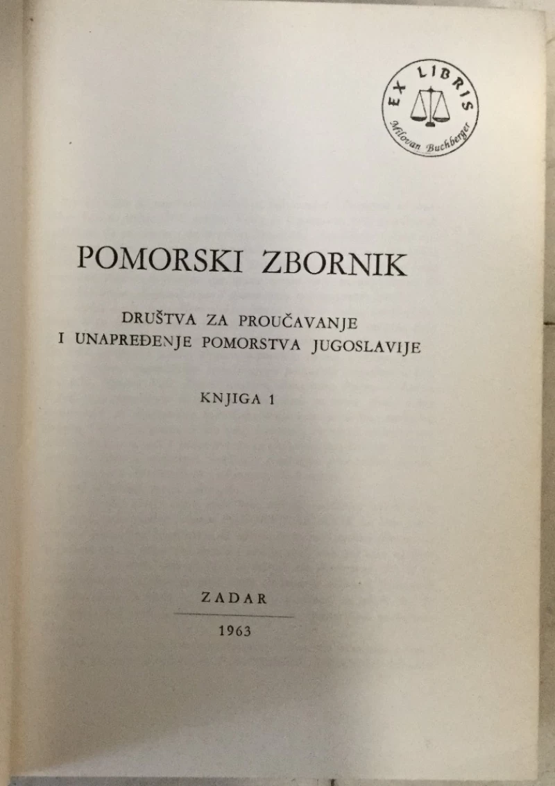 Pomorski zbornik, knjiga 1
